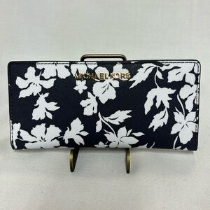 Michael Kors Navy Floral Print Wallet and Credit Card Organizer